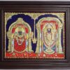 Tanjore Painting Balaji Padmavathi Thaayar - 15x18 inches Framed Décor with Gold Foils - Indian Artwork Gift for Pooja Room, Ready to Ship