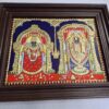 Tanjore Painting Balaji Padmavathi Thaayar - 15x18 inches Framed Décor with Gold Foils - Indian Artwork Gift for Pooja Room, Ready to Ship