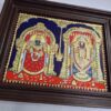 Tanjore Painting Balaji Padmavathi Thaayar - 15x18 inches Framed Décor with Gold Foils - Indian Artwork Gift for Pooja Room, Ready to Ship