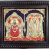 Hand-painted Balaji Padmavathi Tanjore Painting with 22C gold foil in teakwood frame, 18x15 inches.