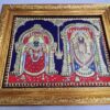 Tanjore Painting Balaji Padmavathi Thaayar - 15x18 inches Framed Décor with Gold Foils - Indian Artwork Gift for Pooja Room, Ready to Ship