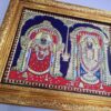 Tanjore Painting Balaji Padmavathi Thaayar - 15x18 inches Framed Décor with Gold Foils - Indian Artwork Gift for Pooja Room, Ready to Ship