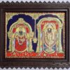 Tanjore Painting Balaji Padmavathi Thaayar - 15x18 inches Framed Décor with Gold Foils - Indian Artwork Gift for Pooja Room, Ready to Ship