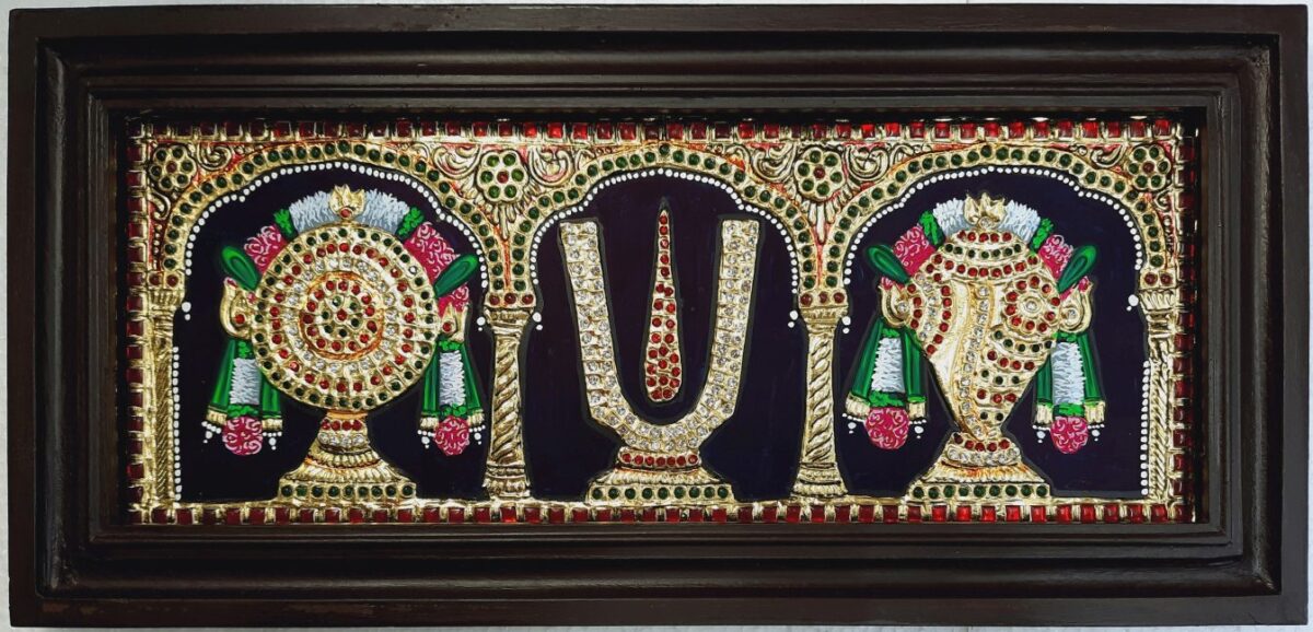 Sanku Chakra Namam Tanjore Painting