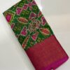 Cotton Saree Green with Pink
