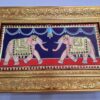 Teakwood Frame Tanjore Painting Elephant, 22K Gold Crystal Rhinestone, Hand Painted Gift, Size 33cm x 18cm, Ready to ship