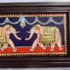 Teakwood Frame Tanjore Painting Elephant, 22K Gold Crystal Rhinestone, Hand Painted Gift, Size 33cm x 18cm, Ready to ship