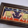 Teakwood Frame Tanjore Painting Elephant, 22K Gold Crystal Rhinestone, Hand Painted Gift, Size 33cm x 18cm, Ready to ship