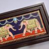 Teakwood Frame Tanjore Painting Elephant, 22K Gold Crystal Rhinestone, Hand Painted Gift, Size 33cm x 18cm, Ready to ship