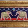 Teakwood Frame Tanjore Painting Elephant, 22K Gold Crystal Rhinestone, Hand Painted Gift, Size 33cm x 18cm, Ready to ship