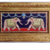 Teakwood Frame Tanjore Painting Elephant, 22K Gold Crystal Rhinestone, Hand Painted Gift, Size 33cm x 18cm, Ready to ship