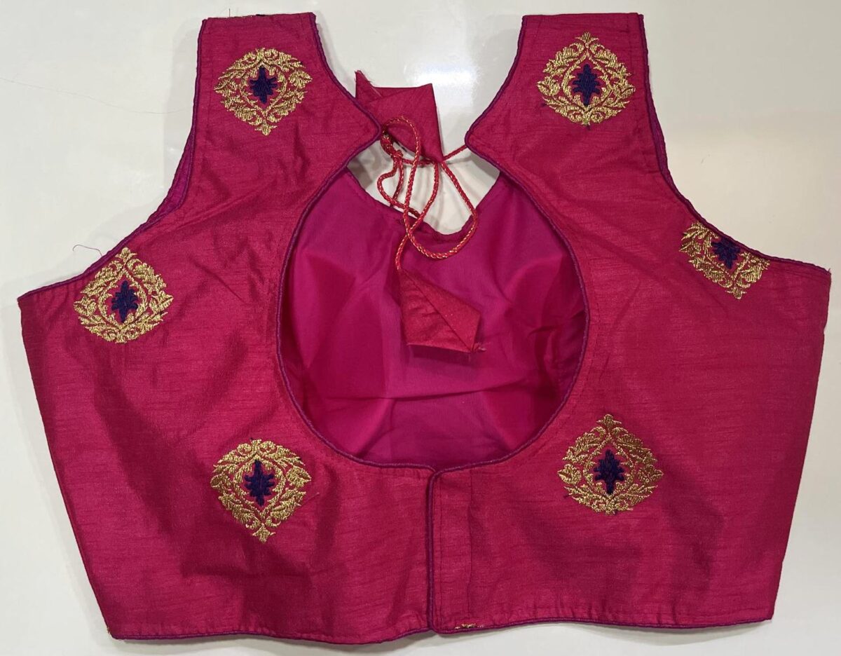 Magenta Color Flower Designer Ready-made Blouse