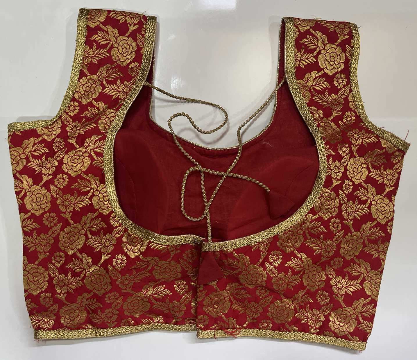 Maroon with Golden Rose Designer Ready-made Blouse