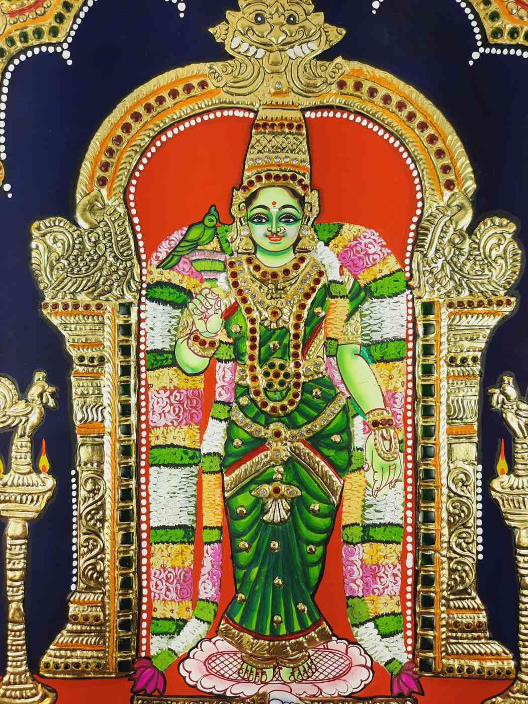 Meenakshi Amman Tanjore Painting | Buy Online | JLine Arts