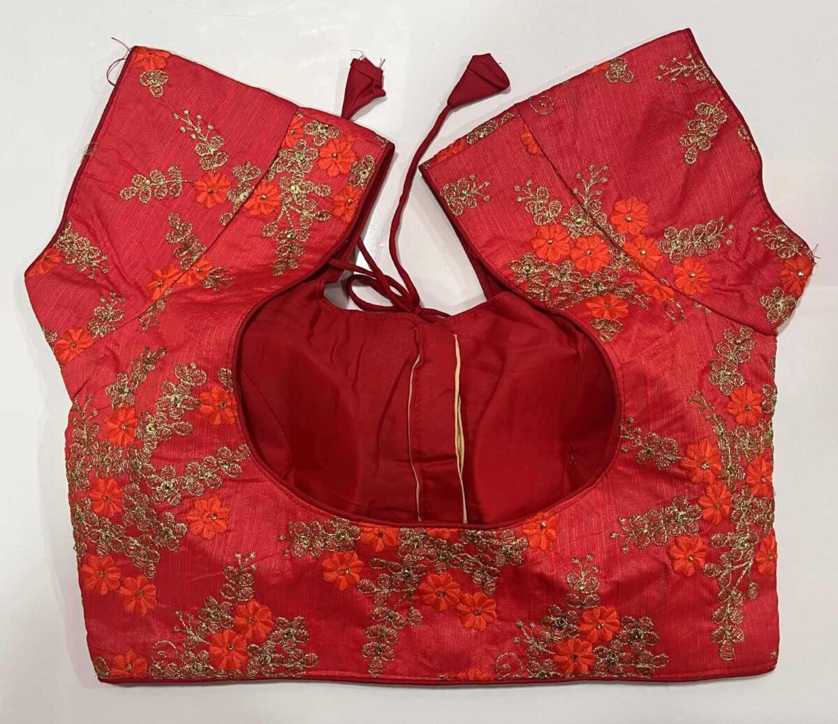 Orange with Golden Flower Designer Ready-made Blouse