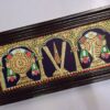 Sanku Chakram Thenkalai Namam Tanjore Painting with Frame, 22K Gold Made, Pooja Room Décor, Indian Gift, Ready to Ship