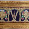 Sanku Chakram Thenkalai Namam Tanjore Painting with Frame, 22K Gold Made, Pooja Room Décor, Indian Gift, Ready to Ship