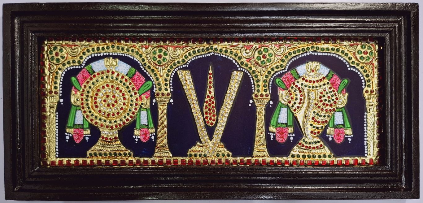 Sanku Chakra Thenkalai Namam Tanjore Painting