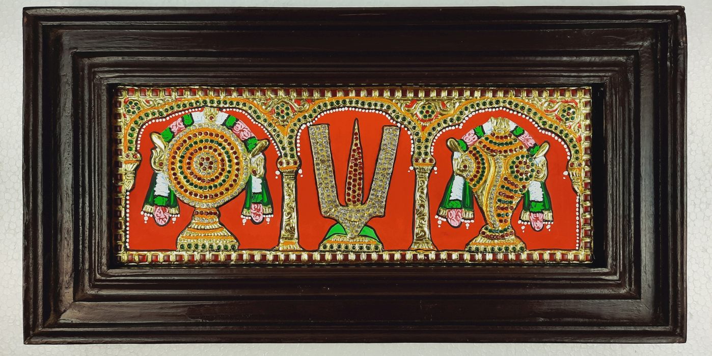 Sanku Chakram Namam Tanjore Painting