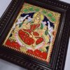 Gajalakshmi Tanjore Painting 15" x 13" with Framed 22K Gold Pooja Room Goddess of Wealth Indian Art Gift Pooja Room Décor Ready to Ship