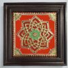 JLine Arts handmade Iswarya Kolam Tanjore painting (10x10 inch) with intricate 22K gold foil work and a traditional teakwood frame. Authentic Indian artwork, perfect as a housewarming or spiritual gift