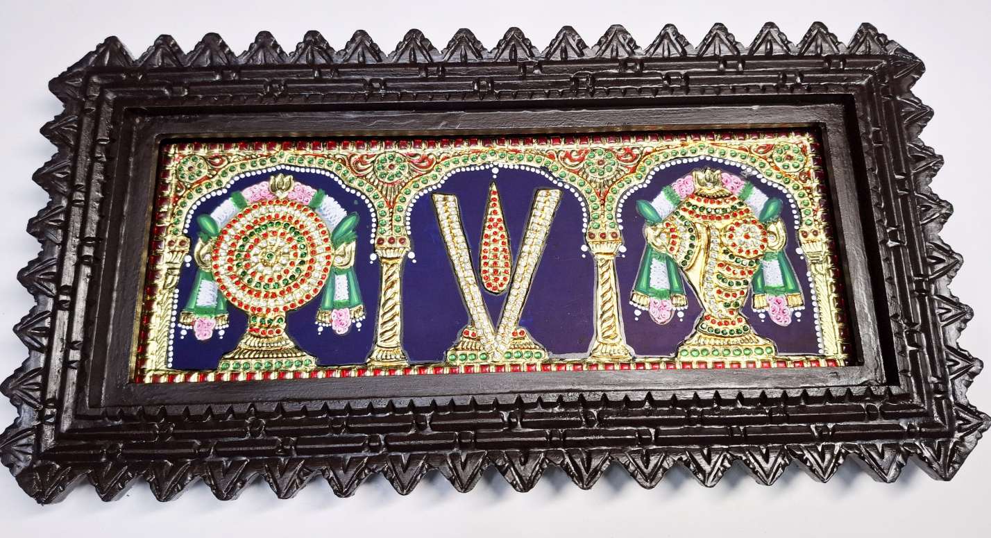 Sanku Chakra Thenkalai Namam Tanjore Painting