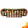 Hand carved wooden Dashavatara wall panel multicolor Vishnu avatars temple decor 36 inch