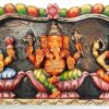Wooden Ganesha Lakshmi Saraswathi Wall Panel