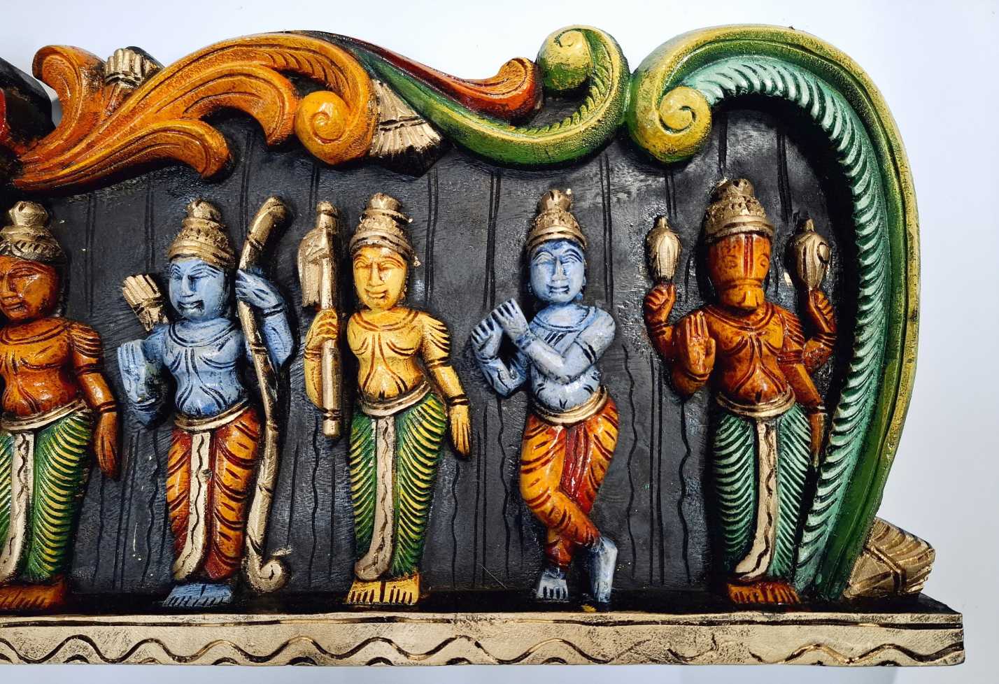 Wooden Vishnu Dashavatara Wall Panel