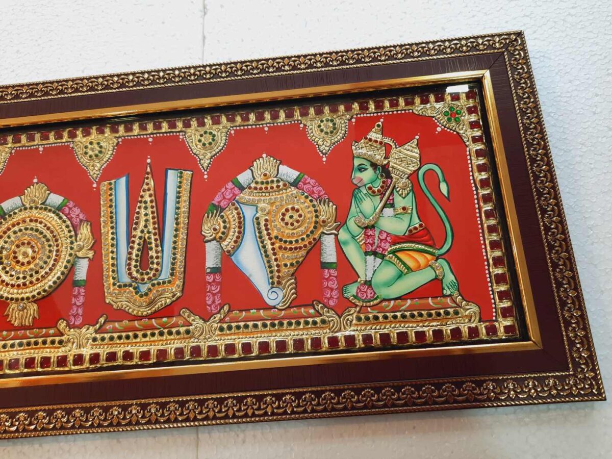 Garuda Chakra Naama Shanku - Hanuman Tanjore Painting