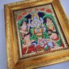 Tanjore Painting Satyanarayana Swamy with Teakwood Framed 22K Original Gold Foils Pooja Room Décor Indian Gift 15" x 13" Ready to ship