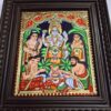 Tanjore Painting Satyanarayana Swamy with Teakwood Framed 22K Original Gold Foils Pooja Room Décor Indian Gift 15" x 13" Ready to ship