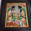 Tanjore Painting Satyanarayana Swamy with Teakwood Framed 22K Original Gold Foils Pooja Room Décor Indian Gift 15" x 13" Ready to ship