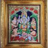 Tanjore Painting Satyanarayana Swamy with Teakwood Framed 22K Original Gold Foils Pooja Room Décor Indian Gift 15" x 13" Ready to ship