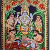 Tanjore Painting Satyanarayana Swamy with Teakwood Framed 22K Original Gold Foils Pooja Room Décor Indian Gift 15" x 13" Ready to ship