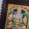 Tanjore Painting Satyanarayana Swamy with Teakwood Framed 22K Original Gold Foils Pooja Room Décor Indian Gift 15" x 13" Ready to ship