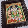 Tanjore Painting Satyanarayana Swamy with Teakwood Framed 22K Original Gold Foils Pooja Room Décor Indian Gift 15" x 13" Ready to ship