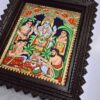 Tanjore Painting Satyanarayana Swamy with Teakwood Framed 22K Original Gold Foils Pooja Room Décor Indian Gift 15" x 13" Ready to ship