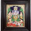 Handmade Satyanarayana Swamy Tanjore Painting 15x13 inch with 22K gold foil and teakwood frame