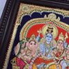 Handmade Shiva Family Tanjore Painting with Frame 23"x19" 22K Gold Foils Jaipur Gem Stones Indian Art work Gift size Ready to Ship