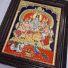 Handmade Shiva Family Tanjore Painting with Frame 23"x19" 22K Gold Foils Jaipur Gem Stones Indian Art work Gift size Ready to Ship