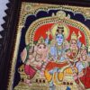 Handmade Shiva Family Tanjore Painting with Frame 23"x19" 22K Gold Foils Jaipur Gem Stones Indian Art work Gift size Ready to Ship