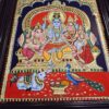 Handmade Shiva Family Tanjore Painting with Frame 23"x19" 22K Gold Foils Jaipur Gem Stones Indian Art work Gift size Ready to Ship