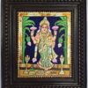 15x13 inch Vastu Lakshmi Tanjore Painting with 22K original gold foils on teakwood frame - divine goddess of wealth artwork for home temples and spiritual spaces
