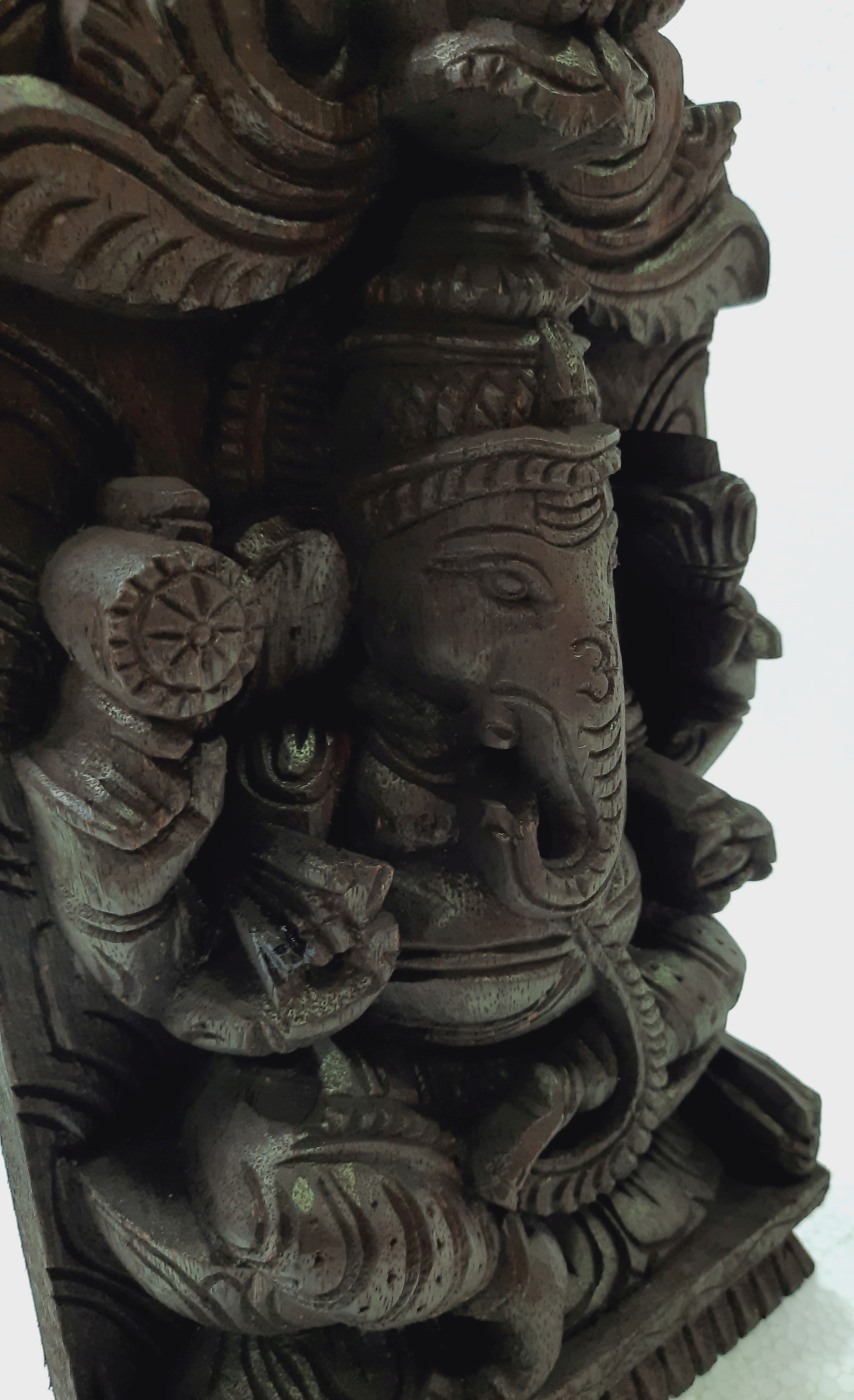 Wooden Ganesha Wall Panel | Buy Wooden Sculpture | JLine Arts