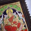 Gajalakshmi Tanjore Painting Teakwood Frame 18x15 Inch, 22K Gold Foils, Housewarming Gift, Pooja Room Décor, Ready to Dispatch