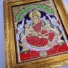 Gajalakshmi Tanjore Painting Teakwood Frame 18x15 Inch, 22K Gold Foils, Housewarming Gift, Pooja Room Décor, Ready to Dispatch