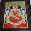 Gajalakshmi Tanjore Painting Teakwood Frame 18x15 Inch, 22K Gold Foils, Housewarming Gift, Pooja Room Décor, Ready to Dispatch