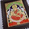 Gajalakshmi Tanjore Painting Teakwood Frame 18x15 Inch, 22K Gold Foils, Housewarming Gift, Pooja Room Décor, Ready to Dispatch