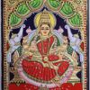 Gajalakshmi Tanjore Painting Teakwood Frame 18x15 Inch, 22K Gold Foils, Housewarming Gift, Pooja Room Décor, Ready to Dispatch